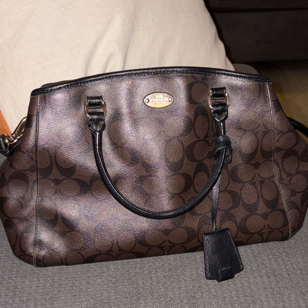 Coach Brown and Black Signature Satchel
